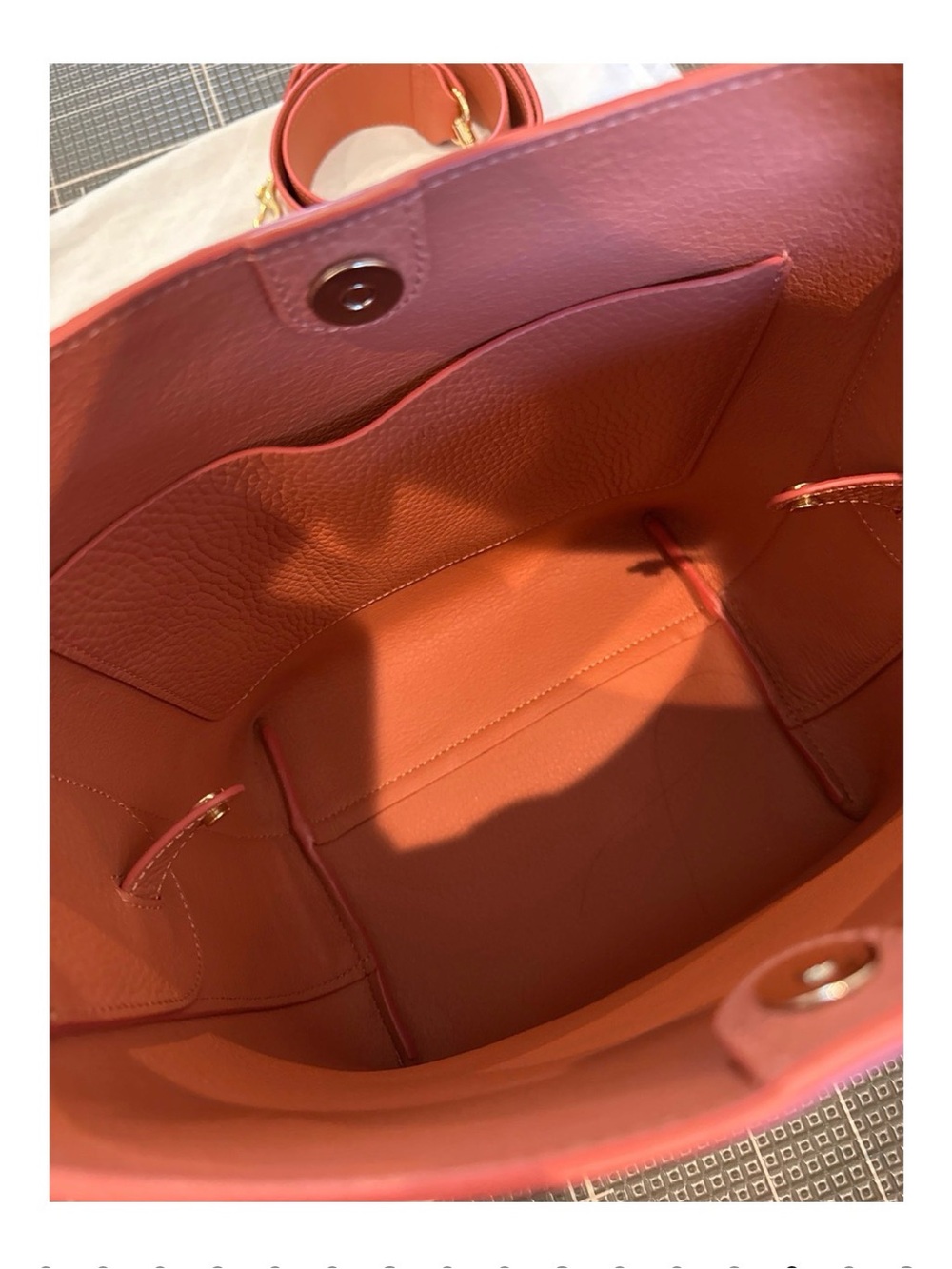 Cuyana Linea Leather Bucket Bag in Terracotta - Picture 8 of 10